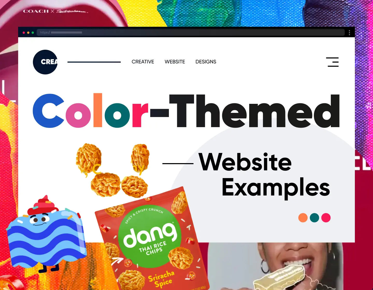 Színes weboldalak, amik magukért beszélnek: piros, kék, sárga, narancs és többszínű példák