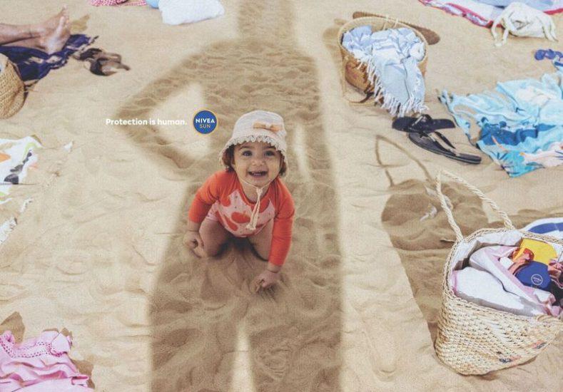 A Nivea Sun a szülői árnyékból csinált egyszerű figyelmeztető jelet