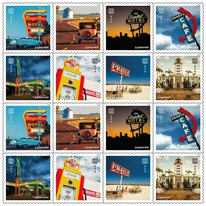 A 66-os út bélyegeken: az USPS így örökíti meg az amerikai útkultúrát